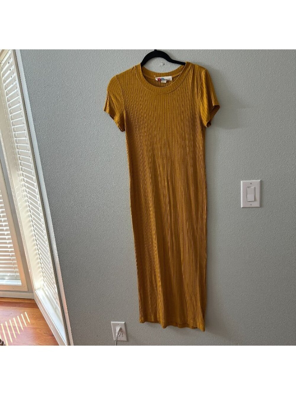 Free People Beach Ribbed Maxi Dress Mustard Yellow Women's MEDIUM